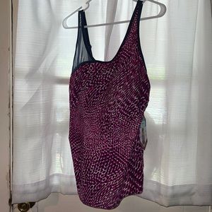 PURPLE PATTERNED BATHING SUIT SET